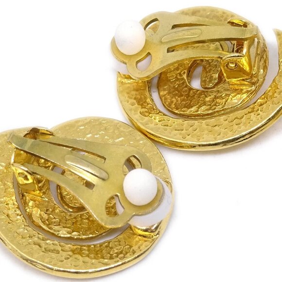 Chanel Flower Dangle Earrings Clip-On Gold 95P 152612 - Picture 3 of 4
